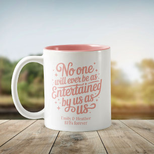 Caneca De Café Em Dois Tons BFFs Engraçado Bestie Amizade Suave