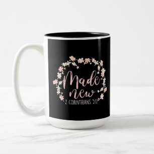 Caneca De Café Em Dois Tons Bíblia Cristã Verse Fez Novos 2 Corintianos 5:17