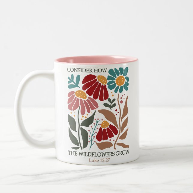 Caneca De Café Em Dois Tons Bíblia de flores silvestres Verso (Esquerda)