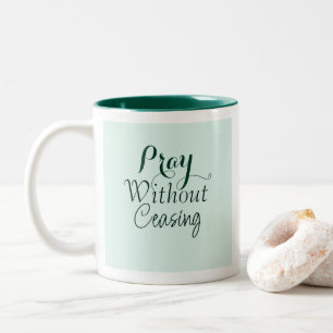 Caneca De Café Em Dois Tons Bíblia de oração Versa Oração Cristã Verde Claro
