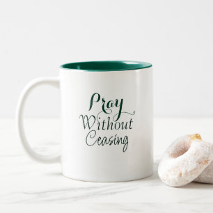 Caneca De Café Em Dois Tons Bíblia de oração Versa Oração Cristã Verde e Branc