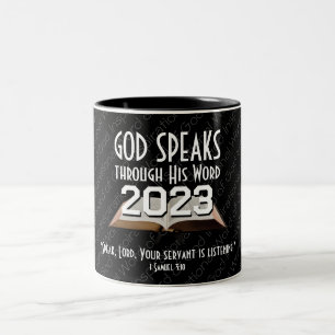 Caneca De Café Em Dois Tons Bíblia de Palavras de Deus Preto 2026 QUALQUER ANO