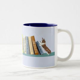 Caneca De Café Em Dois Tons Biblioteca Corgi