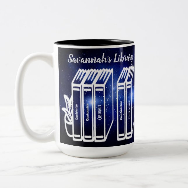 Caneca De Café Em Dois Tons Biblioteca de Títulos Personalizados da Biblioteca (Esquerda)
