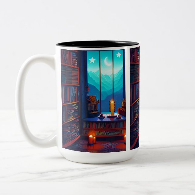 Caneca De Café Em Dois Tons Biblioteca Night Sky (Esquerda)