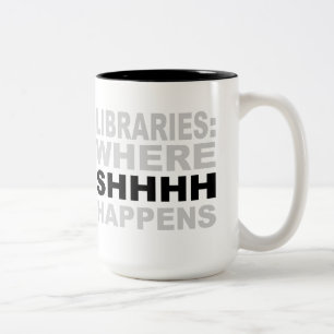 Caneca De Café Em Dois Tons Bibliotecas onde SHHH acontece o presente do