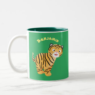 Caneca De Café Em Dois Tons Bicho de tigre feliz e bonito