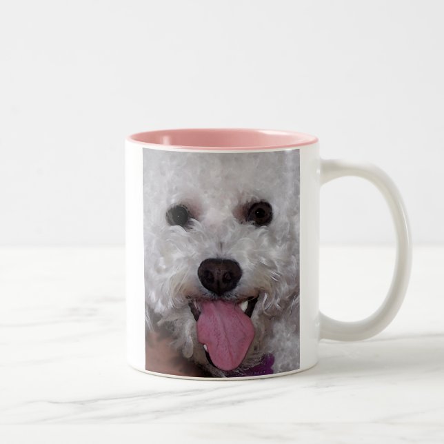 Caneca De Café Em Dois Tons Bichon enfrenta (Direita)