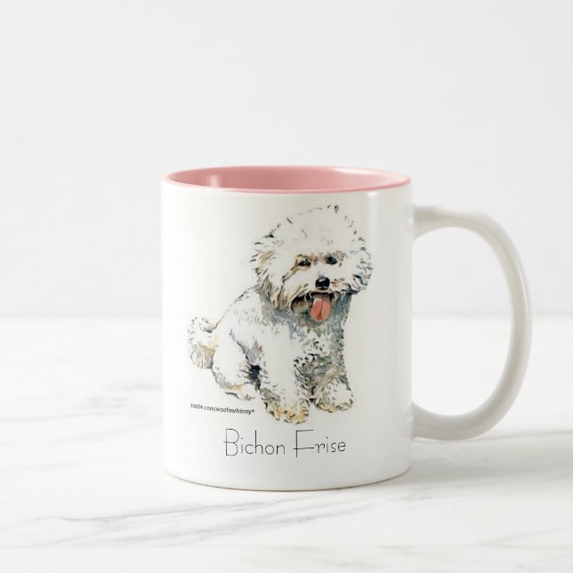 Caneca De Café Em Dois Tons Bichon Frise (Direita)