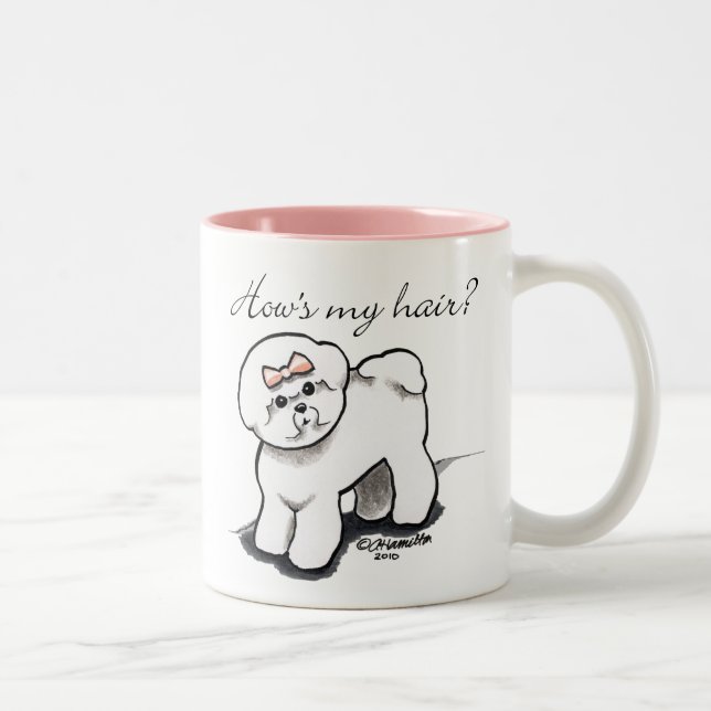 Caneca De Café Em Dois Tons Bichon Frise Usa Meu Cabelo (Direita)