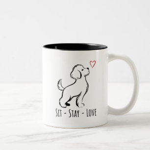 Caneca De Café Em Dois Tons Bichon Sit-Stay-Love
