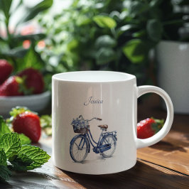 Caneca De Café Em Dois Tons Bicicleta no Azul Delft personalizável
