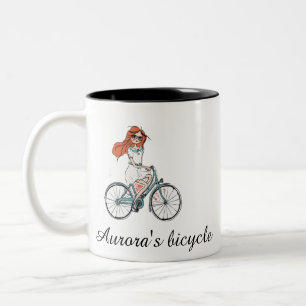 Caneca De Café Em Dois Tons Bicicleta Personalizada para a Menina de Nome Pers