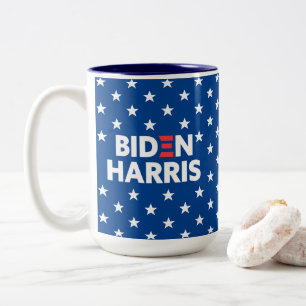 Caneca De Café Em Dois Tons Biden / Harris White Stars Padrão Azul
