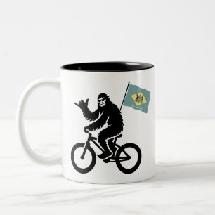 Caneca De Café Em Dois Tons Bigfoot Ciclista Bandeira de Delaware