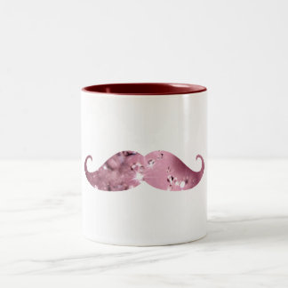 Caneca De Café Em Dois Tons Bigode cor-de-rosa engraçado de Bling