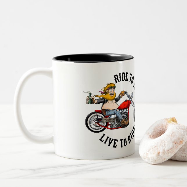 Caneca De Café Em Dois Tons Biker motoqueiro (Com Donut)