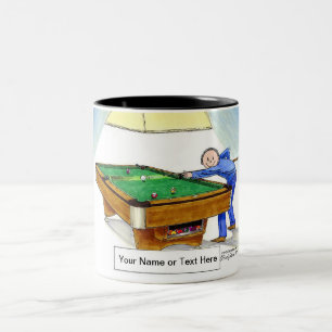 Caneca De Café Em Dois Tons Bilhares, Cartoon do Jogador de Piscina