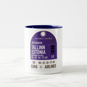 Caneca De Café Em Dois Tons Bilhete de viagem Tallinn Estônia