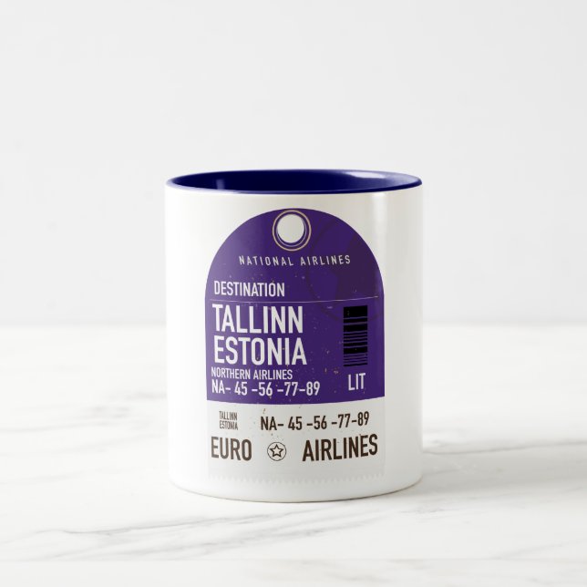 Caneca De Café Em Dois Tons Bilhete de viagem Tallinn Estônia (Centro)