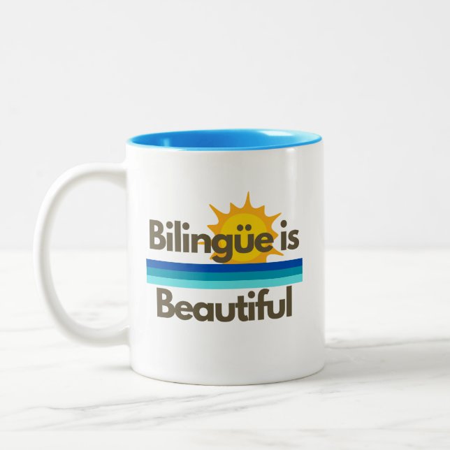 Caneca De Café Em Dois Tons Bilingue é bonita (Esquerda)