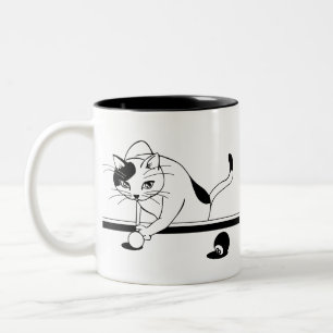Caneca De Café Em Dois Tons Billiard Game Cat.