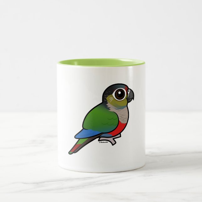 Caneca De Café Em Dois Tons Birdorable Carmesim-inchou o Parakeet (Centro)