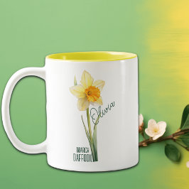 Caneca De Café Em Dois Tons Birth Flower Month March Daffodil Name