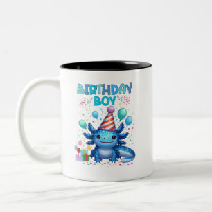 Caneca De Café Em Dois Tons Birthday Boy Axolotl Vibes Festa de Festa Cuta Des