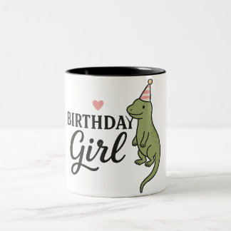 Caneca De Café Em Dois Tons Birthday Girl Lizard - Design de Festas Bonitas e