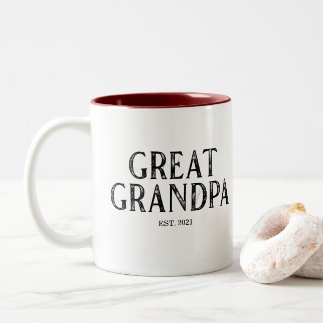 Caneca De Café Em Dois Tons Bisavô Ano de Fundação (Com Donut)