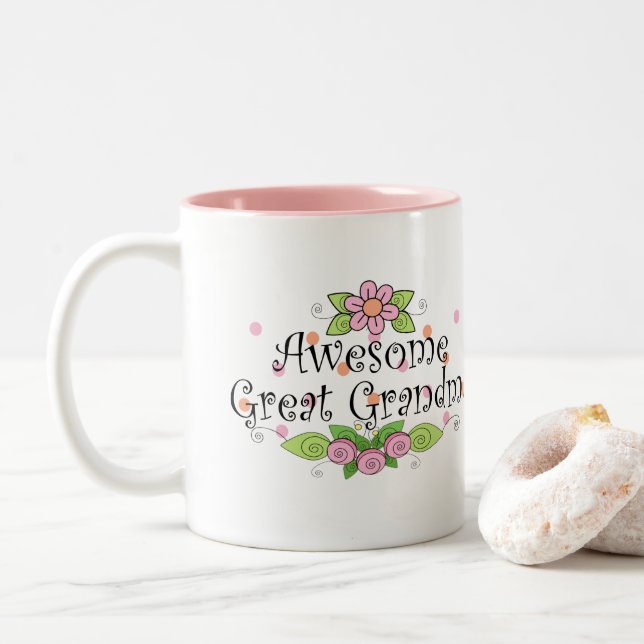 Caneca De Café Em Dois Tons Bisavó Muito Incrível (Com Donut)