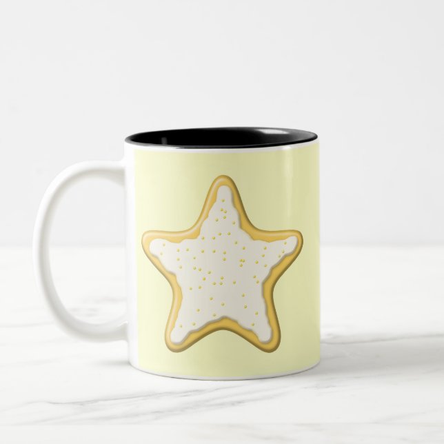 Caneca De Café Em Dois Tons Biscoito congelado da estrela. Amarelo e creme (Esquerda)