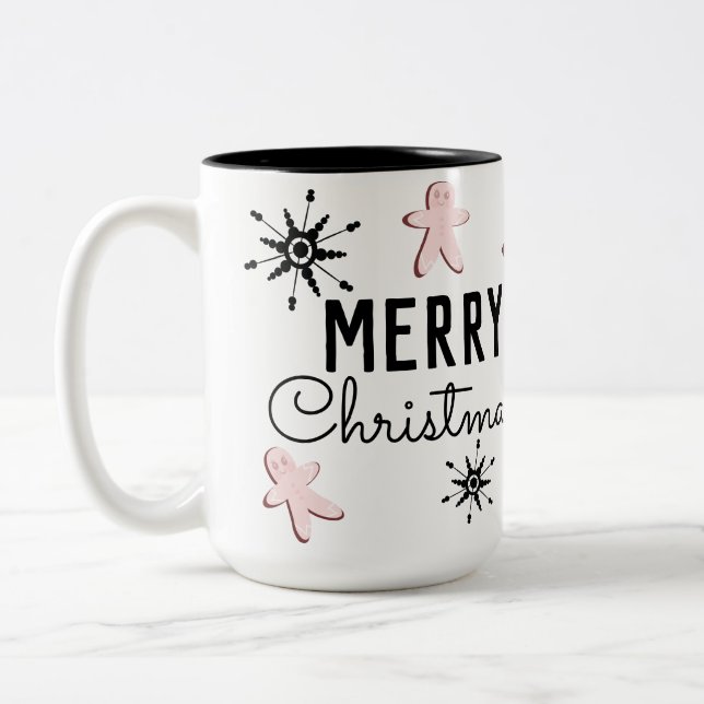 Caneca De Café Em Dois Tons Biscoito De Natal Gingerbread Feliz Natal (Esquerda)