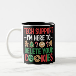 Caneca De Café Em Dois Tons Biscoitos de Natal de Suporte Técnico Engraçado Tr