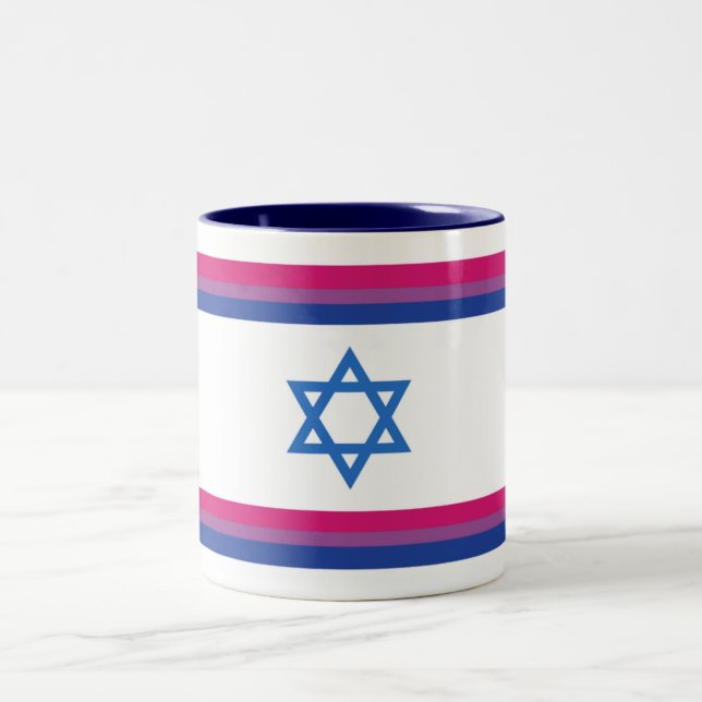 Caneca De Café Em Dois Tons Bisexual Israel Pride Flag Small (Centro)