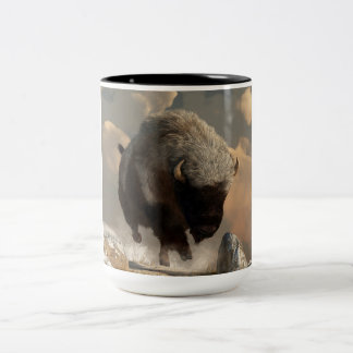 Caneca De Café Em Dois Tons Bisonte parcialmente branco
