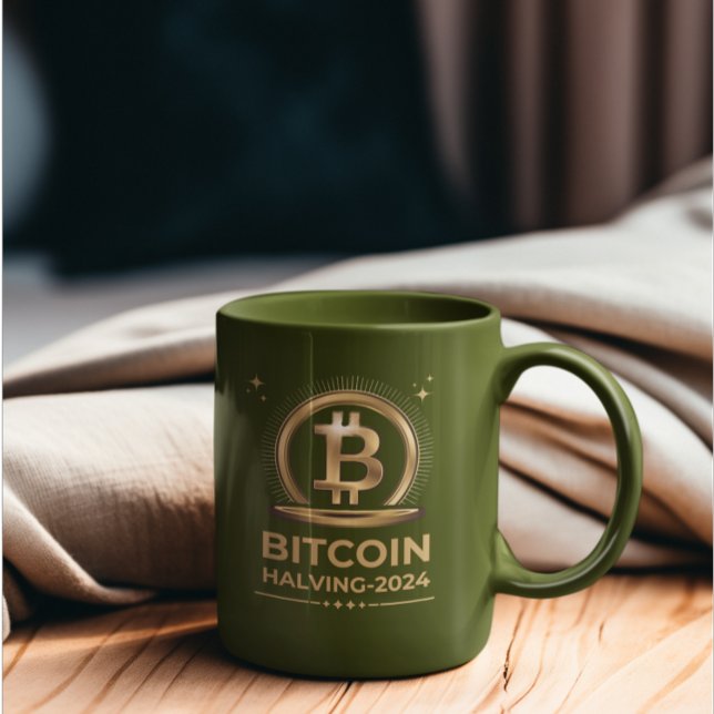 Caneca De Café Em Dois Tons BITCOIN HALVING 2024 Crypto Digital Currency (Criador carregado)
