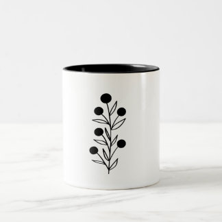 Caneca De Café Em Dois Tons Black and White Botanical Line Art
