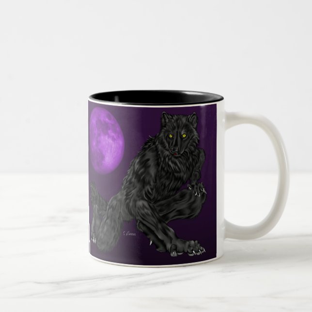 Caneca De Café Em Dois Tons Black Anthro Werewolf (Direita)