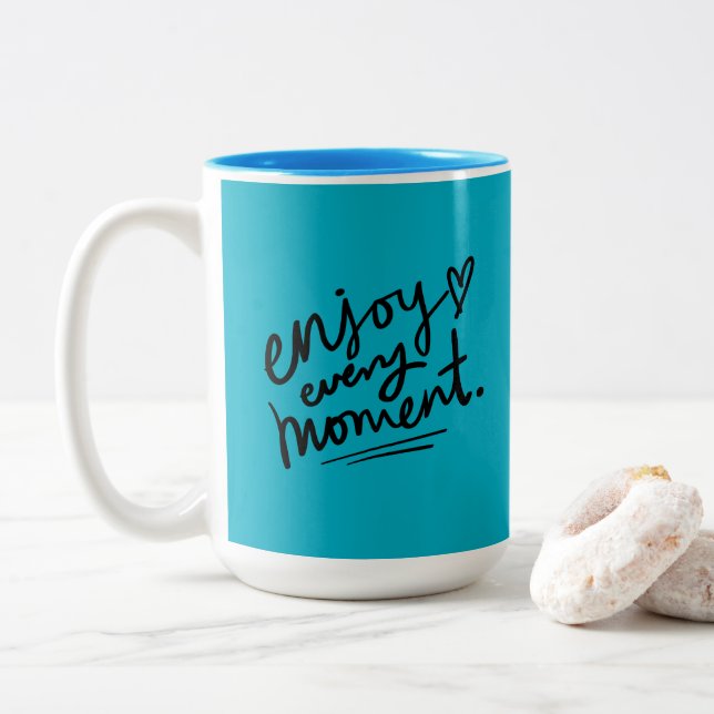 Caneca De Café Em Dois Tons Black Blue Simple Motivational Quote Mug (Com Donut)