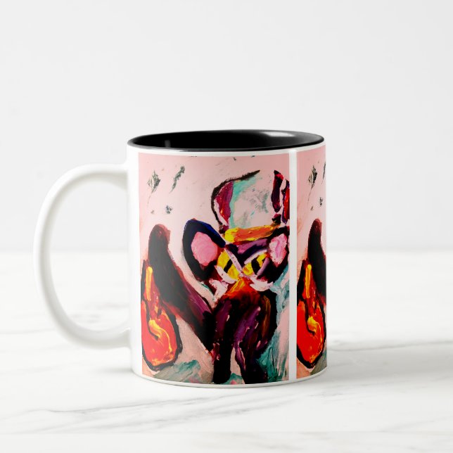 Caneca De Café Em Dois Tons Black cat autumn room  (Esquerda)