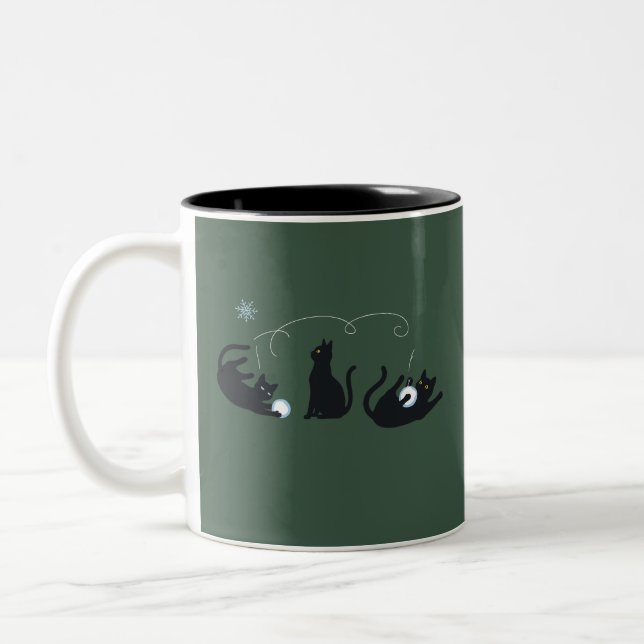 Caneca De Café Em Dois Tons Black Cats Winter Cute Christmas Winter  (Esquerda)
