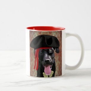 Caneca De Café Em Dois Tons Black Labrador Pirata Dog