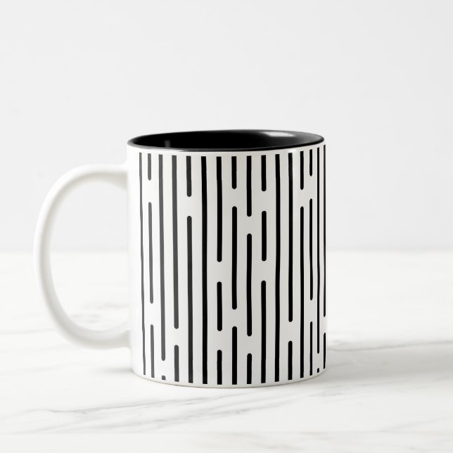 Caneca De Café Em Dois Tons Black Line Geometric Pattern (Esquerda)