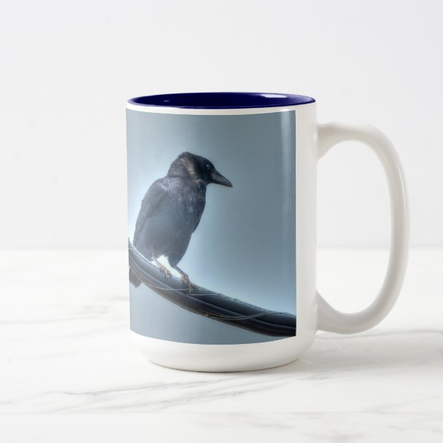 Caneca De Café Em Dois Tons Black Raven em Powerline Gothic, Celtic, Wiccan (Direita)