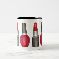 Black Red Lipstick Nail Polonês Makeup Beaut