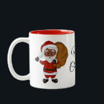 Caneca De Café Em Dois Tons Black Santa Claus Merry Christmas Mug<br><div class="desc">Celebre a Diversidade neste Natal com a Caneca de Natal do Pai Natal Negro

Design apresenta o carregando do Pai Natal Negro,  um saco cheio de presentes de Natal,  com um interior vermelho e um texto "Feliz Natal". 

Adicione o fator uau neste Natal!</div>