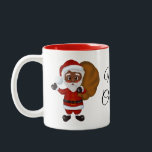 Caneca De Café Em Dois Tons Black Santa Claus Merry Christmas Mug<br><div class="desc">Celebre a Diversidade neste Natal com a Caneca de Natal do Pai Natal Negro

Design apresenta o carregando do Pai Natal Negro,  um saco cheio de presentes de Natal,  com um interior vermelho e um texto "Feliz Natal". 

Adicione o fator uau neste Natal!</div>