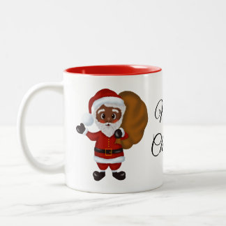 Caneca De Café Em Dois Tons Black Santa Claus Merry Christmas Mug